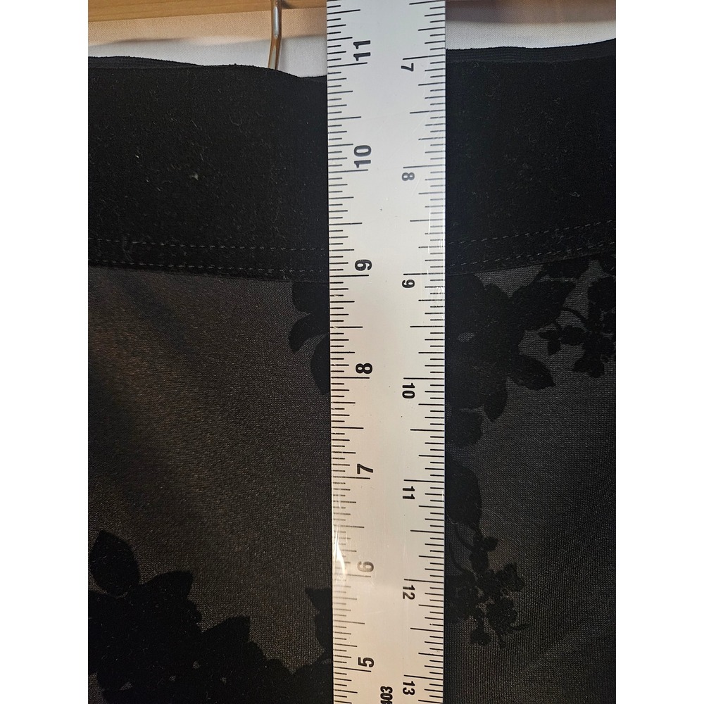 Liz Claiborne Velvet Floral Legging Pants XL Career Black Flocked Pull On #842 - Picture 6 of 10